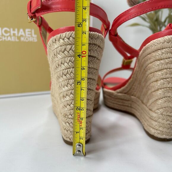 Michael Michael Kors Annie Wedge Faux Leather Sandal Dahlia 40T2AEHS1L Women 9M - Picture 6 of 10